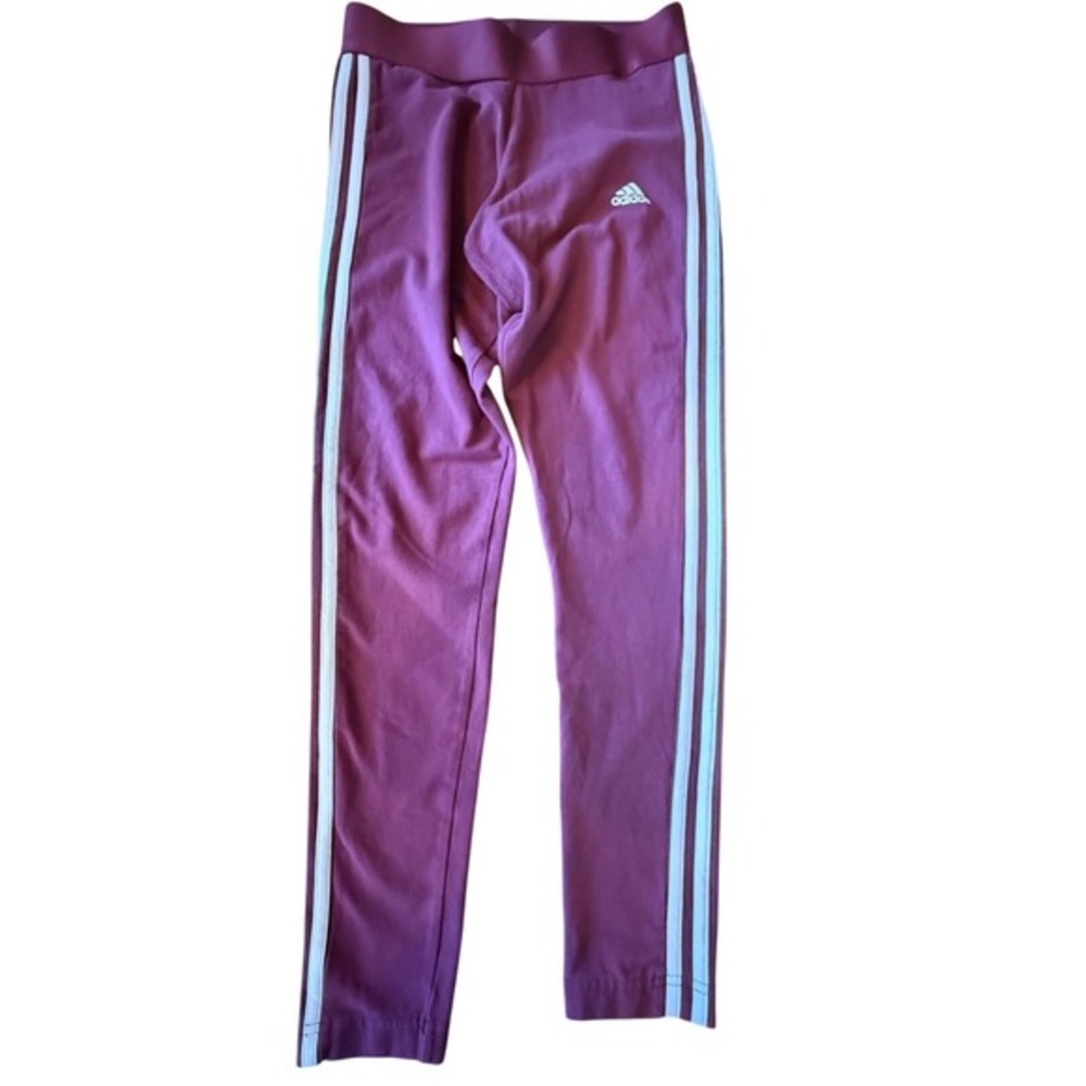 Adidas Essentials 3-Stripes Leggings Womens‎ S Burgundy Sporty Track Activewear